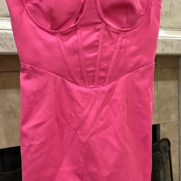NWT Pretty Little Things Hot Pink Corset Bodycon Dress Size 10 - Picture 3 of 9